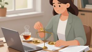 Профессиональный бухгалтер в уютном офисе готовит отчетный период и оптимизирует расходы компании